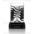 Transparent Tenga Crysta Block with black wavy structures and central twisted column