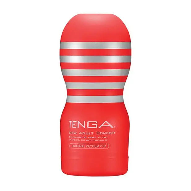 Red and silver striped Tenga Deep Throat Original Vacuum Cup adult pleasure device