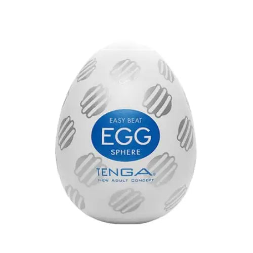 Egg-shaped Tenga EGG Sphere with blue label; premium Tenga egg for ultimate pleasure