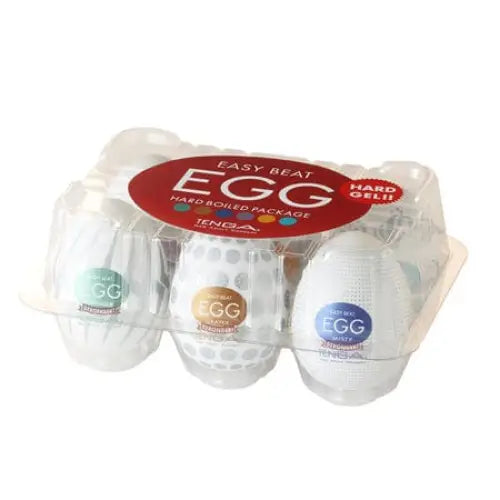 Tenga EGG Variety Pack Hard Boiled: Six-pack male masturbation devices in plastic packaging