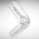 Clear glass-like boomerang object used in TENGA FLIP ZERO Gravity White Reusable Stroker