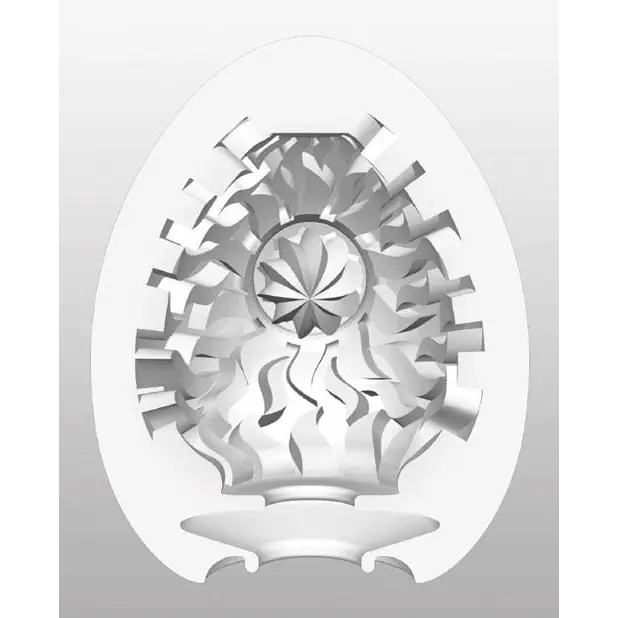 Tenga Hard Gel Egg: White egg with intricate cut-out pattern for intimate pleasure