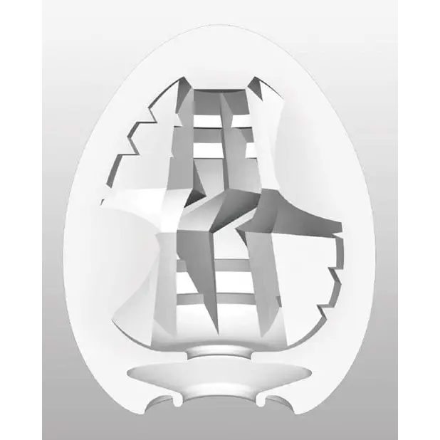 White egg with cut out design from Tenga Hard Gel Egg for enhanced pleasure