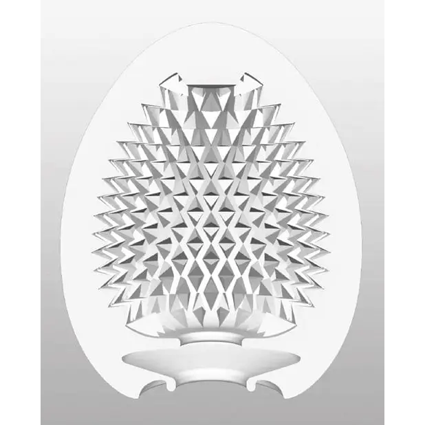 Tenga Hard Gel Egg: White egg with intricate pattern; ultimate pleasure in a compact design