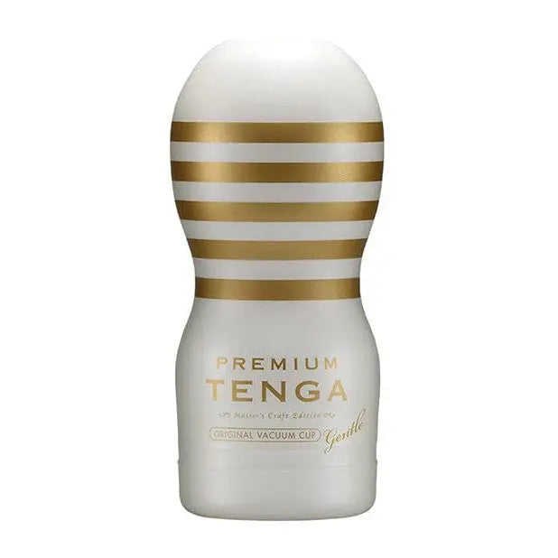 Tenga Premium Original Vacuum Cup - White and Gold Striped Personal Pleasure Device