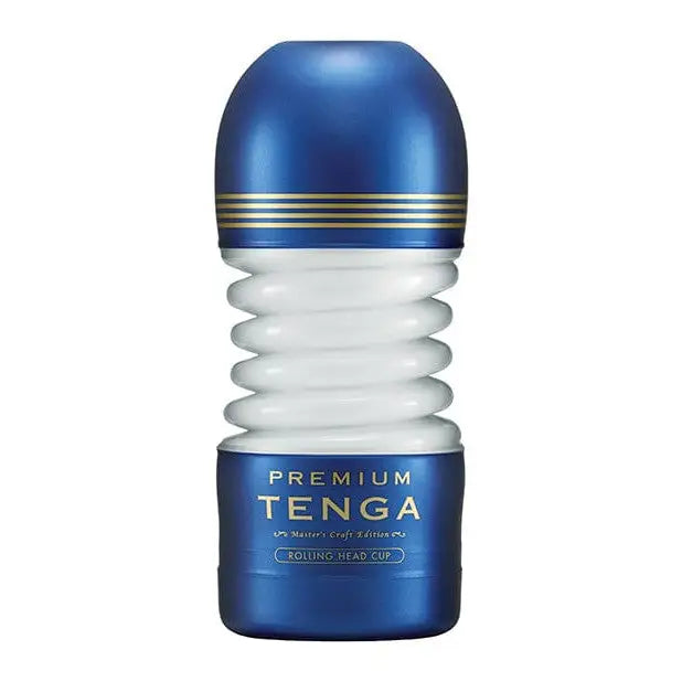 Close-up of TENGA Premium Rolling Head Cup - Disposable Masturbation Sleeve on white background