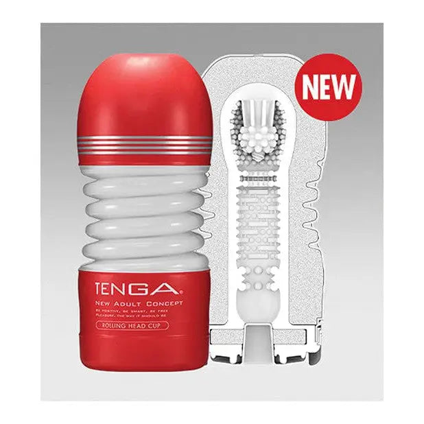 The Tenga Rolling Head Cup featuring the original red Tenga - the ultimate rolling head experience