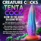 Glow-in-the-dark tentacle silicone dildo with suction cup base - Creature Cocks Tenta-Cock