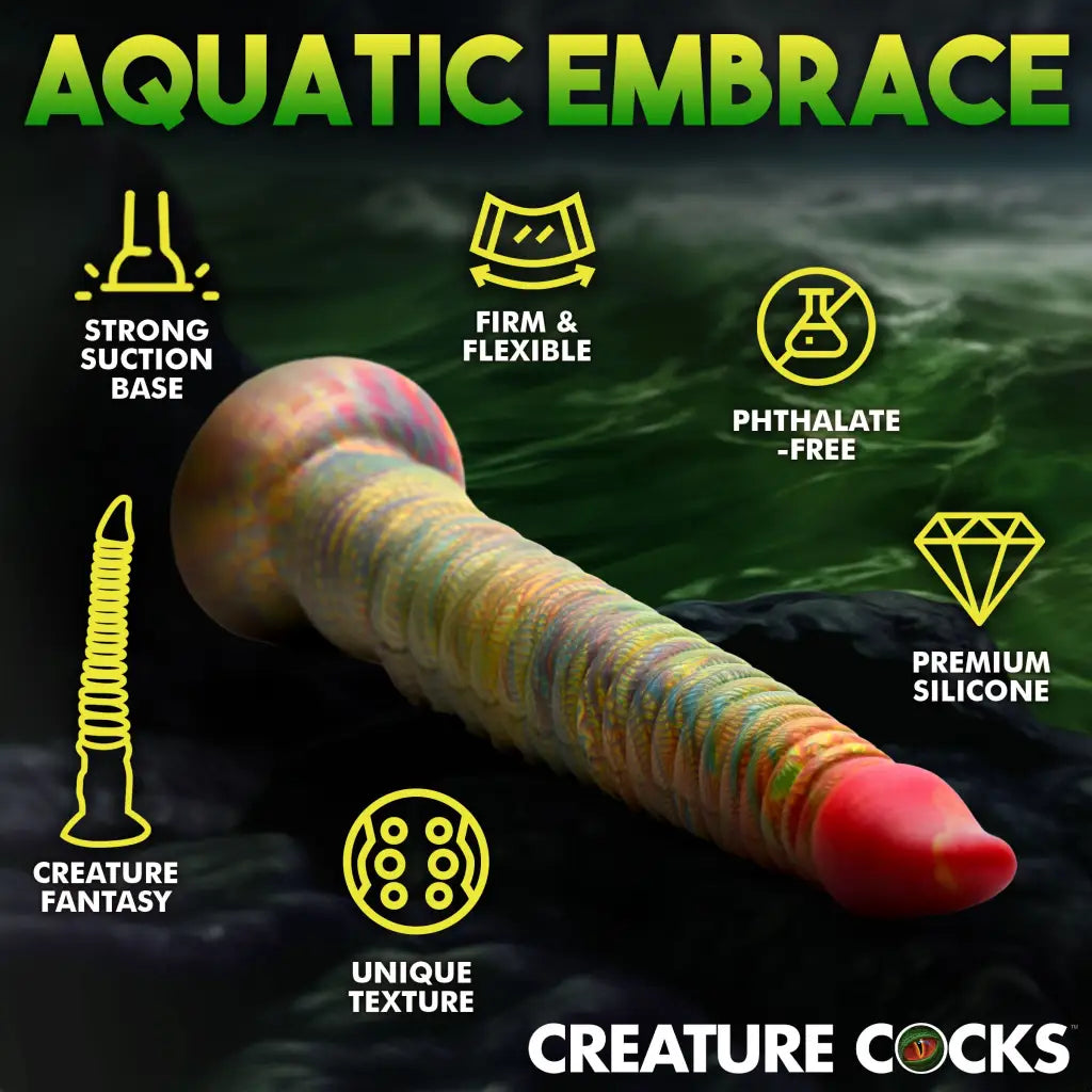 Colorful Creature Cocks Tenta-Dick Tentacle Dildo with suction cup base and feature icons