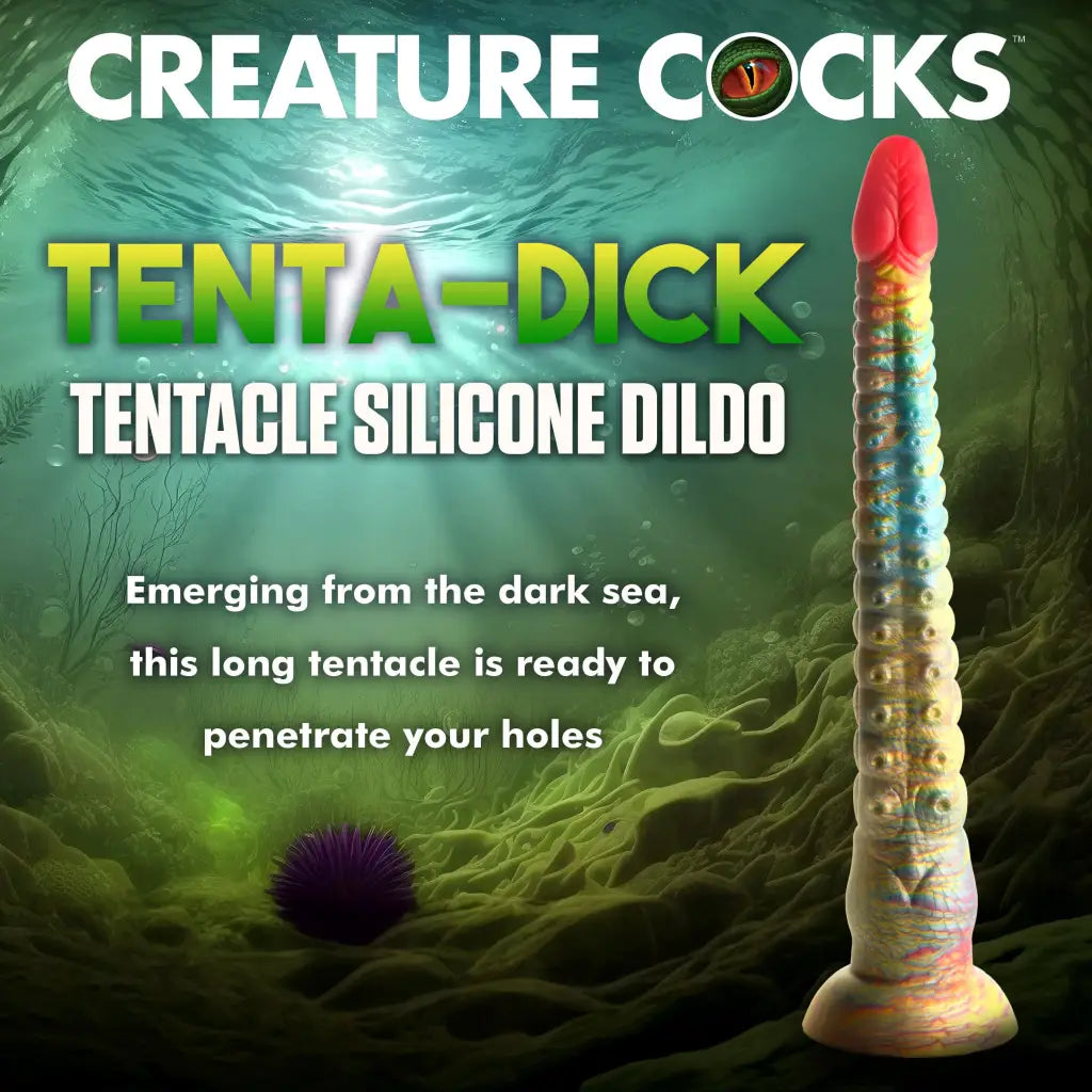 Colorful Creature Cocks Tenta-Dick tentacle dildo with suction cups and red tip