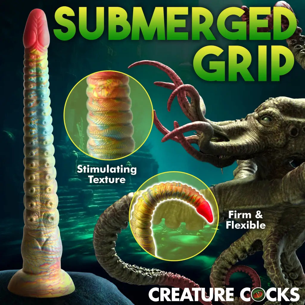 Elongated, textured tentacle sex toy with suction cup base - Creature Cocks Tenta-Dick