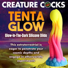 Glow-in-the-dark silicone dildo with suction cup base, perfect for fantasy roleplay by Creature Cocks