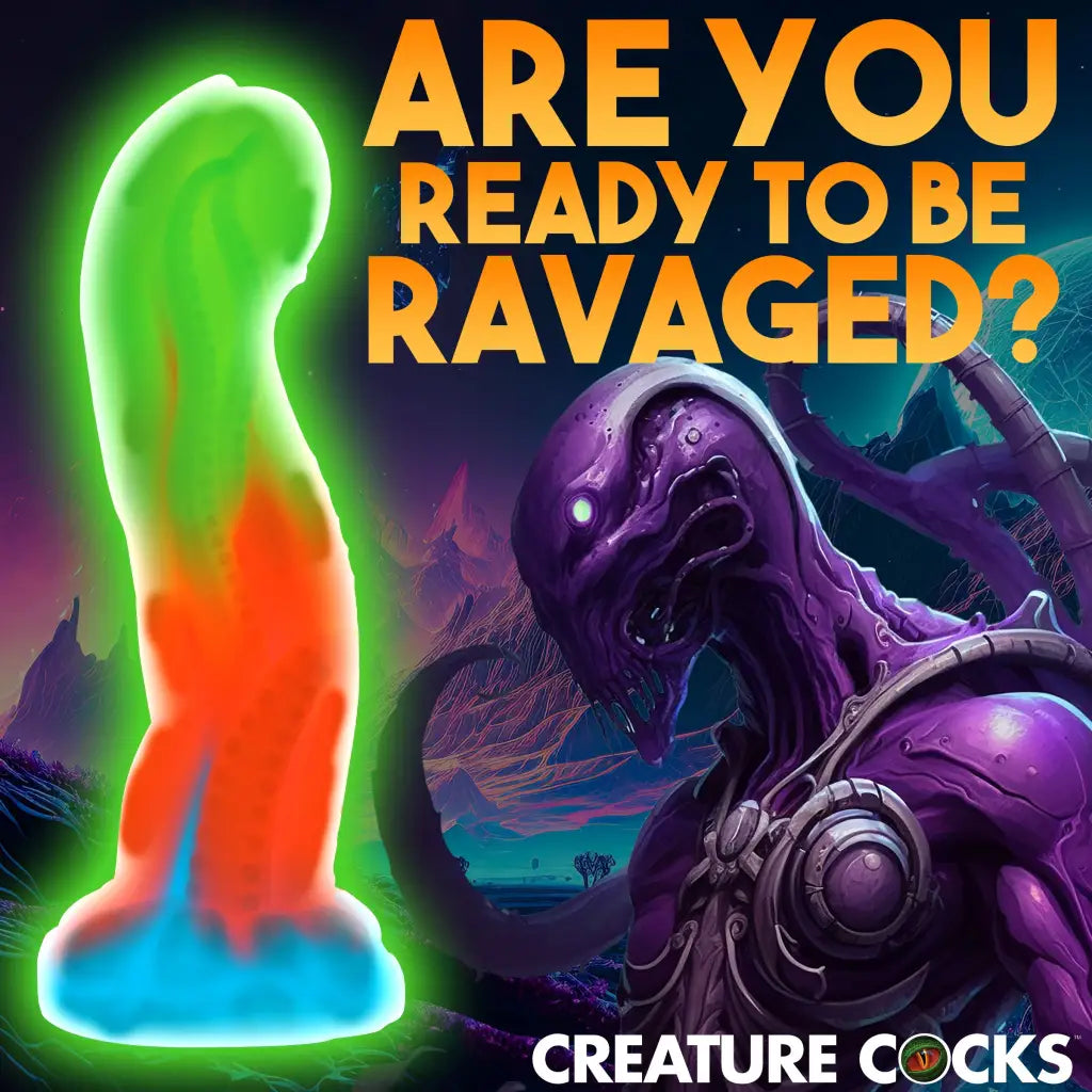 Creature Cocks Tenta-Glow silicone dildo with suction cup base for vibrant fantasy roleplay