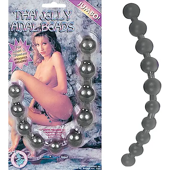 Thai Jelly Anal Beads - Black - Anal Toys