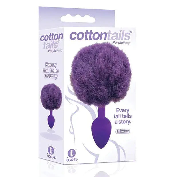 Purple silicone bunny tail butt plug with fluffy faux fur, from The 9’s Cottontails collection