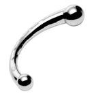 The Chrome Crescent Dual Ended Dildo with a silver nose ring featuring a ball on the end