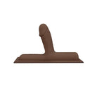 The Cowgirl Bronco Realistic Silicone Attachment on brown plastic chair cushion, white background