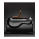 The Cowgirl Bronco - Black Leather Bag with Brown Handle and Silicone Attachment