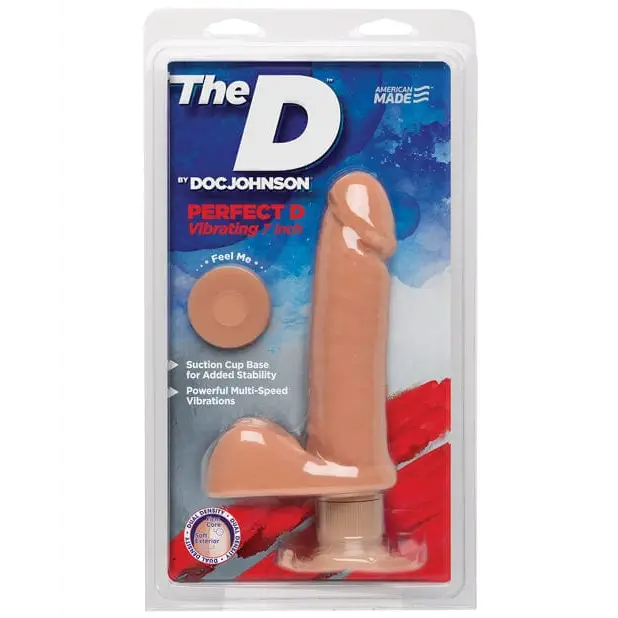 Doc Johnson Dongs & Dildos Vanilla The D 7"" Perfect D Vibrating W/balls" at the Haus of Shag