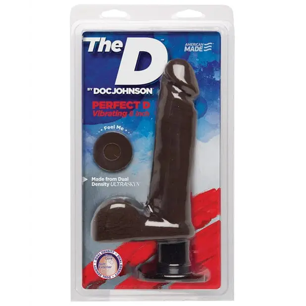 Doc Johnson Dongs & Dildos The D 8" Perfect D Vibrating W/balls - Chocolate at the Haus of Shag