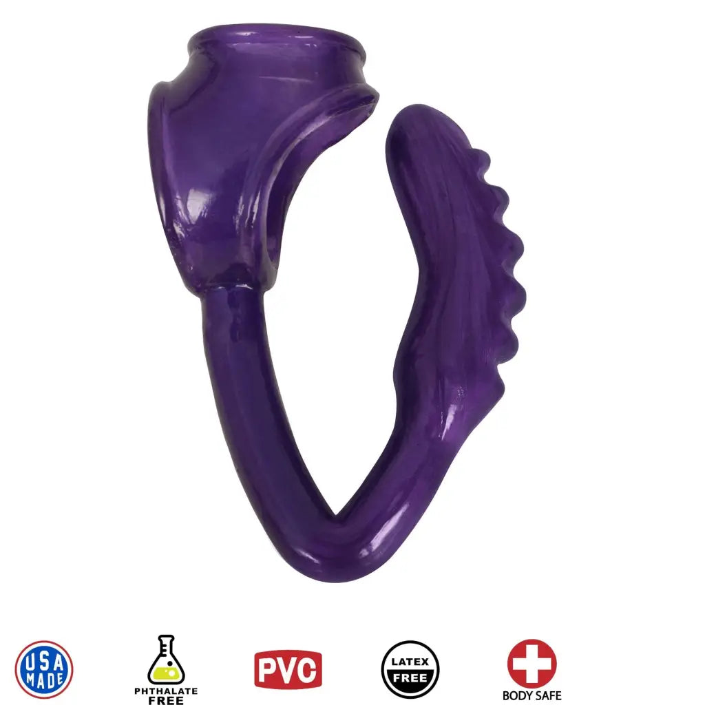 Curve Novelties Cock Ring Purple The Duke Cock And Ball Ring With Anal Plug at the Haus of Shag