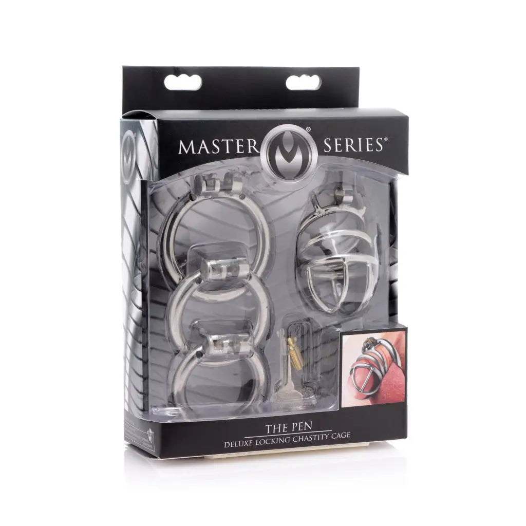 The Ring Set in Silver for The Pen Deluxe Stainless Steel Locking Chastity Cage