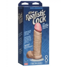 Close-up of The Realistic Cock FIRMSKYN 8 Inch Dildo with Balls in packaging