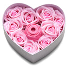 Heart shaped box with pink roses and magnetic charging base in The Rose Lovers Gift Box