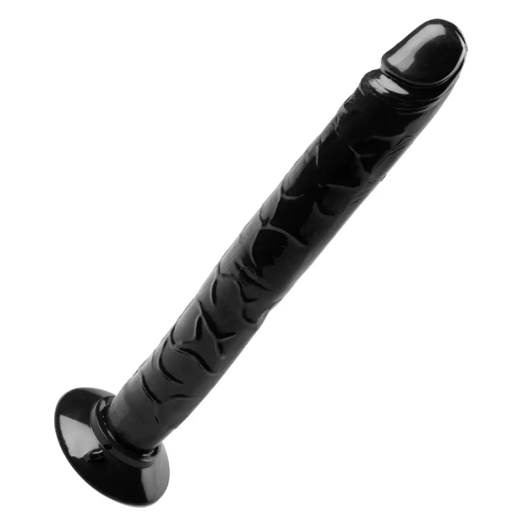 Close-up of The Tower Of Pleasure Huge Dildo with black head and handle for ultimate satisfaction