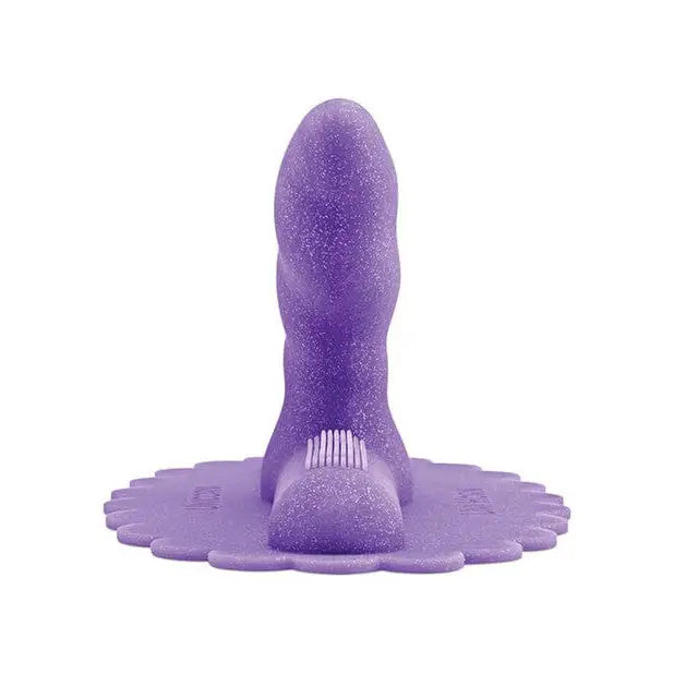 Close-up of a purple Unicorn Uni Horn on a white surface - Twisted Textured Silicone Attachment