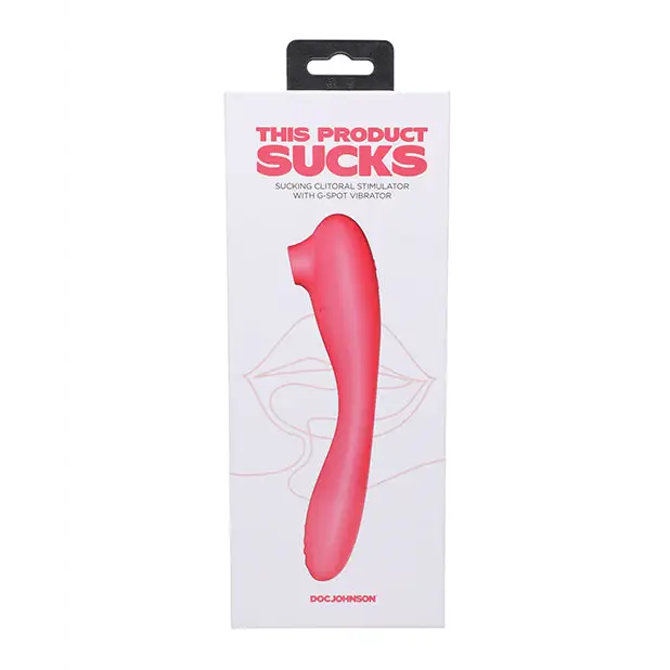 This Product Sucks Rechargeable Bendable Dual Ended Silicone Sucking Clitoral Stimulator & G-Spot Vibrator Pink