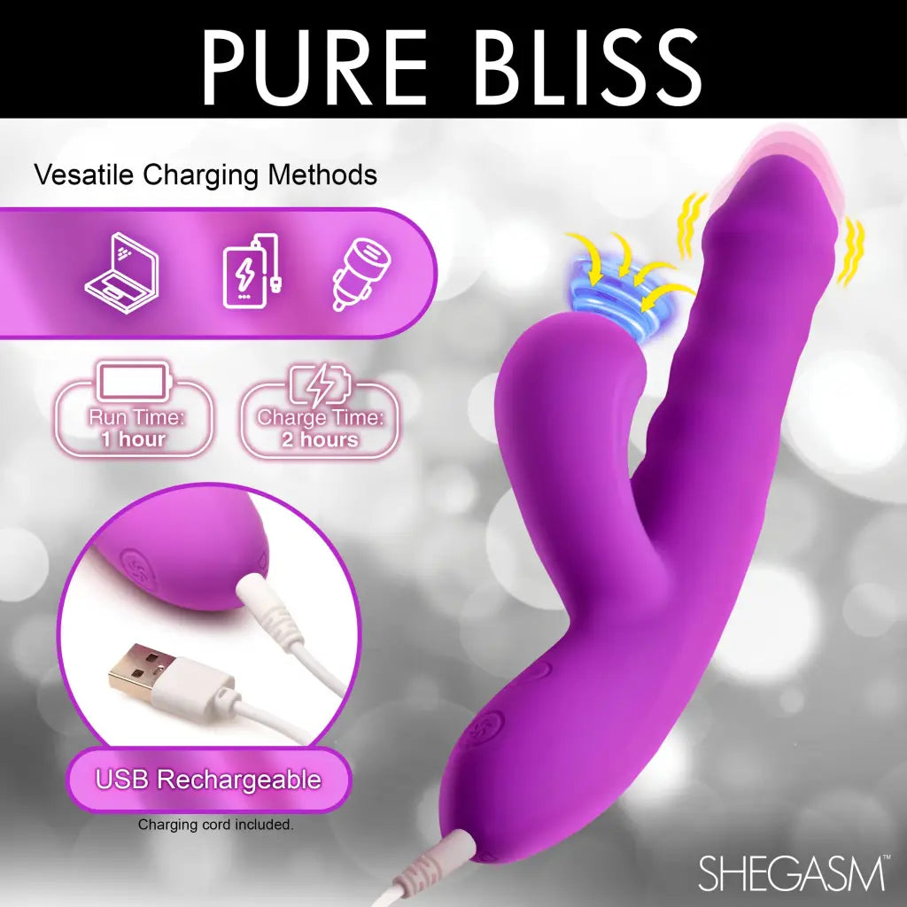 Thrust Wave Thrusting And Sucking Silicone Rabbit Vibrator - Suction