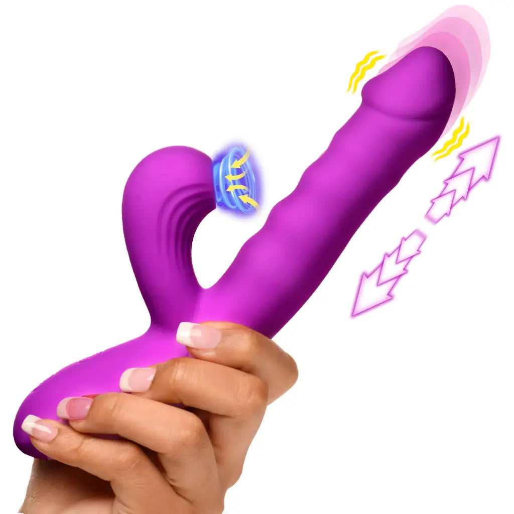 Thrust Wave Thrusting And Sucking Silicone Rabbit Vibrator - Suction