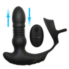 Thrusting Vibrator with Cock and Ball Ring, Curved Base, and Remote for Prostate Stimulation