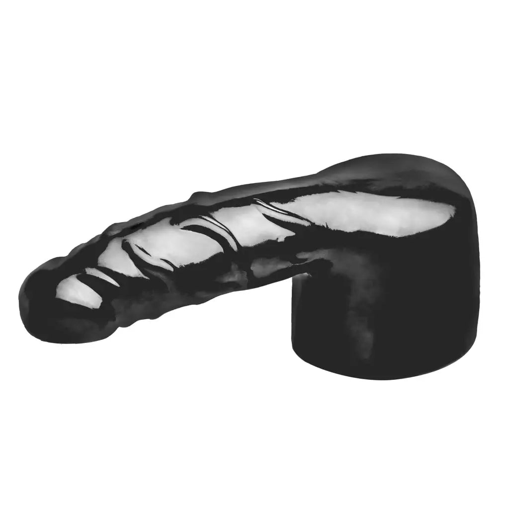 Black and white Thunder Shaft Penis Wand Attachment with curved shaft and wide base