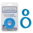 Doc Johnson Cock Ring Titanmen Cock Ring Platinum Silicone Double Pack Blue at the Haus of Shag