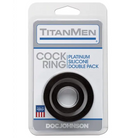 Titanmen Platinum Silicone Cock Ring - Black Pack of 2 with tamten tape, black, 1 mm thick