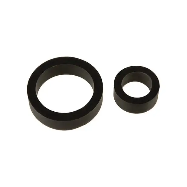 Titanmen Platinum Silicone Cock Ring - Two Black Rubber Washers on White Background