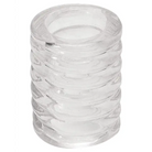 Clear glass jar with white lid, perfect for storing your Titanmen Tools Cock Cage