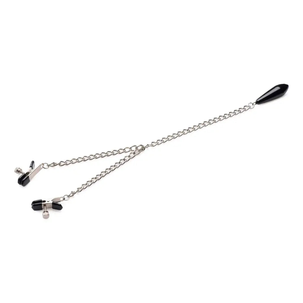 Titty Taunter Nipple Clamps with Weighted Bead and Black Handle Chain