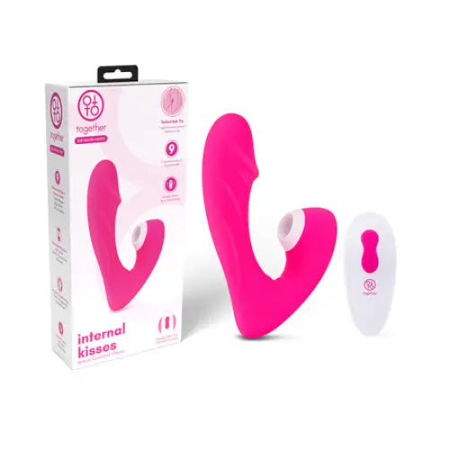 Together Internal Kisses Remote Controlled Vibrator - Pink - Rabbit