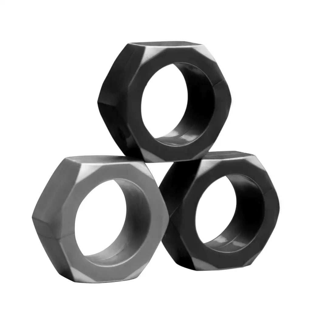 Tom Of Finland 3 piece cock nuts - Three hexagonal nuts in a triangular formation