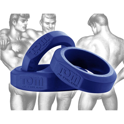 Tom of Finland Cock Ring Blue Tom Of Finland 3 Piece Silicone Cock Ring Set at the Haus of Shag