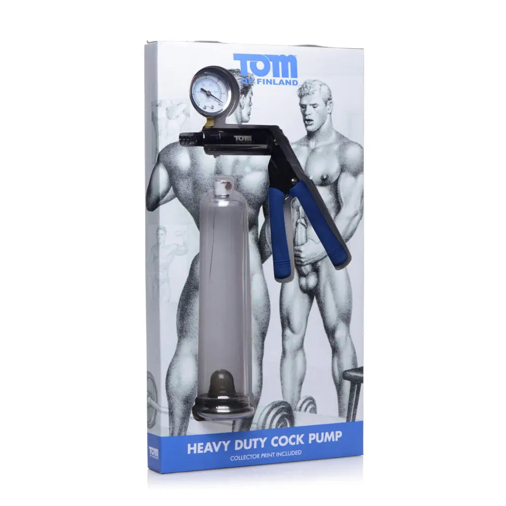 Tom Of Finland Heavy Duty Cock Pump with Pressure Gauge and Blue Handles