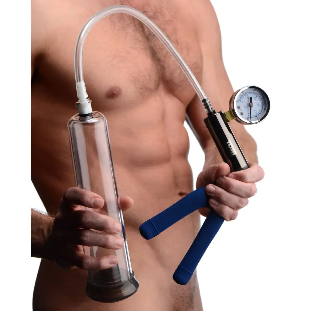 Tom of Finland heavy duty cock pump with pressure gauge and cylindrical chamber