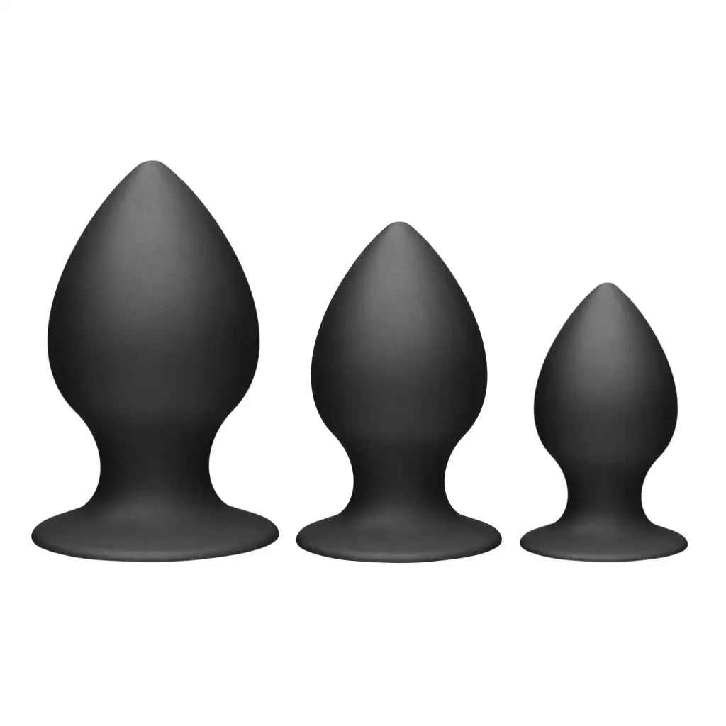 Tom Of Finland large silicone anal plug set in graduated sizes for ultimate pleasure