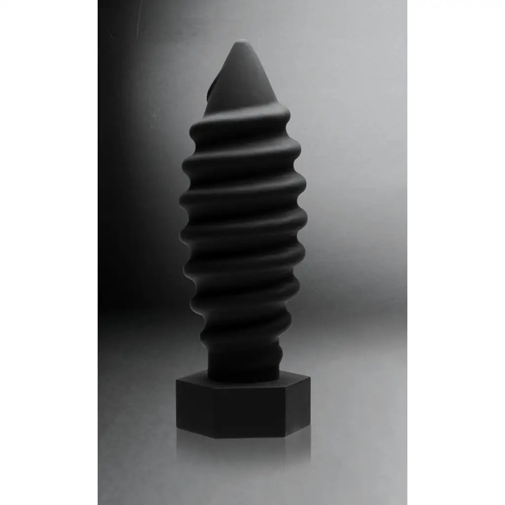 Tom Of Finland Screw U Silicone Anal Plug: Spiral-ridged, conical sculpture on hexagonal base