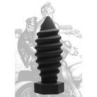 Tom Of Finland Screw U Silicone Anal Plug: Black ribbed conical object with hexagonal base