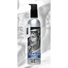 Tom of Finland Seaman Lube bottle with masculine imagery, premium lubrication product