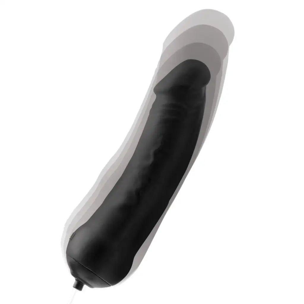 Inflatable silicone dildo in black and white, featured in Tom Of Finland’s product line